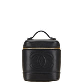 シャネル ココマーク バニティバッグ 化粧ポーチ ブラック キャビアスキン レディース CHANEL 【中古】